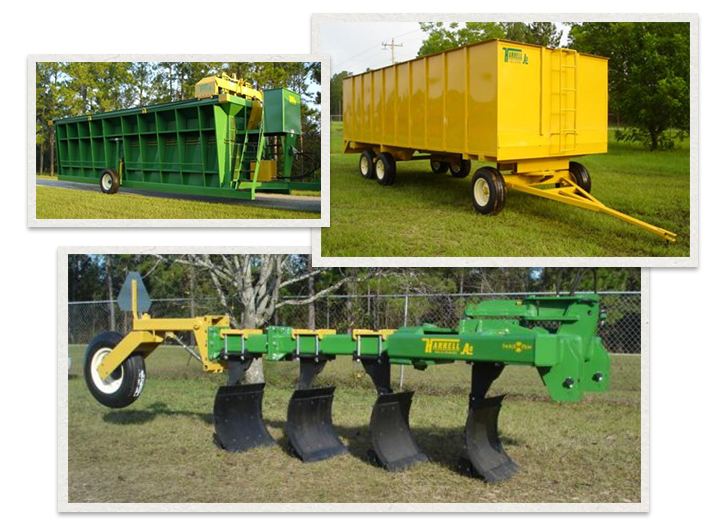 three separate images of HArrell Ag Products being used